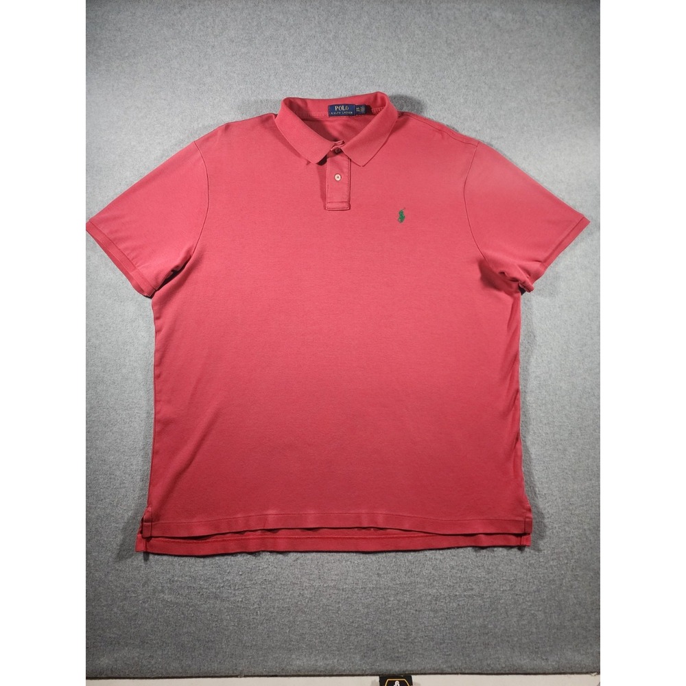 Ralph Lauren Men's Polo Shirt, 2XL, Pink, Short Sleeve, Green Logo